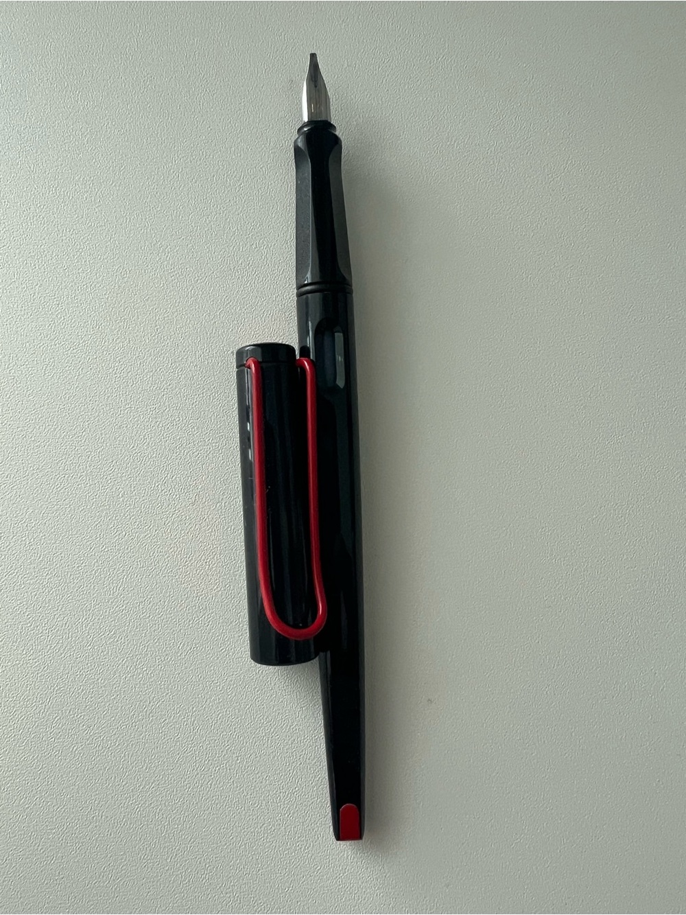 LAMY Black Fountain Pen with Red Clip Accents